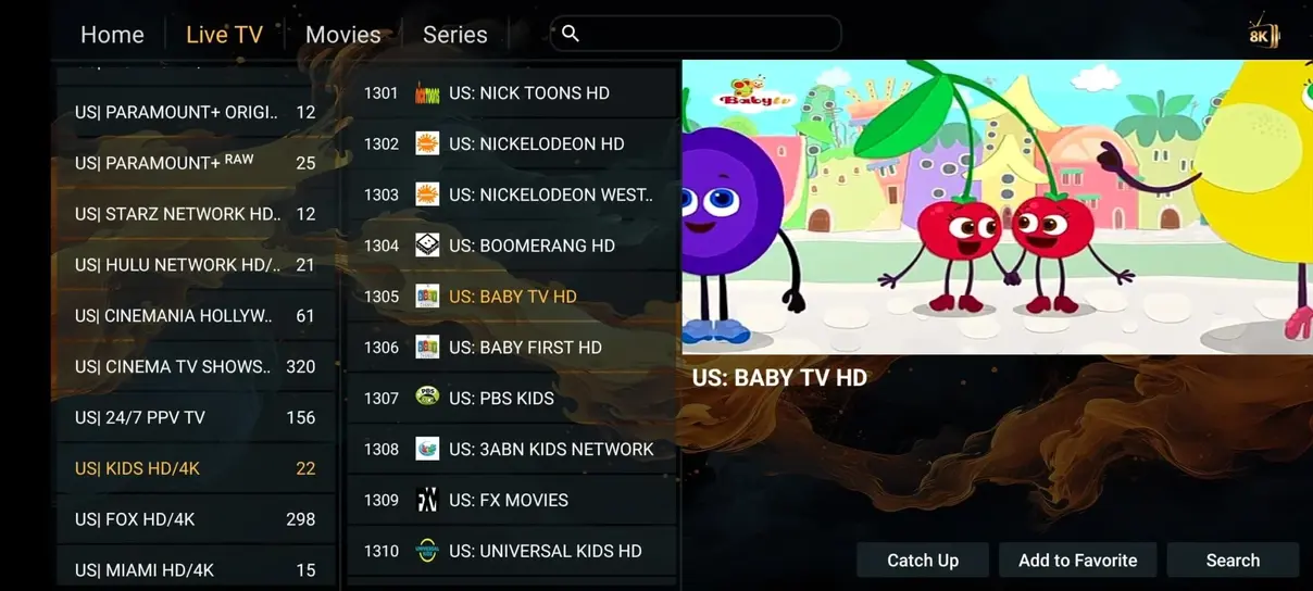 IPTVMeezzy App Interface Vorschau 3