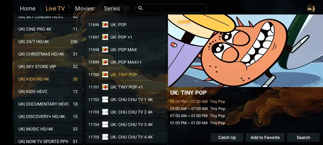 IPTVMeezzy App Interface Vorschau 9